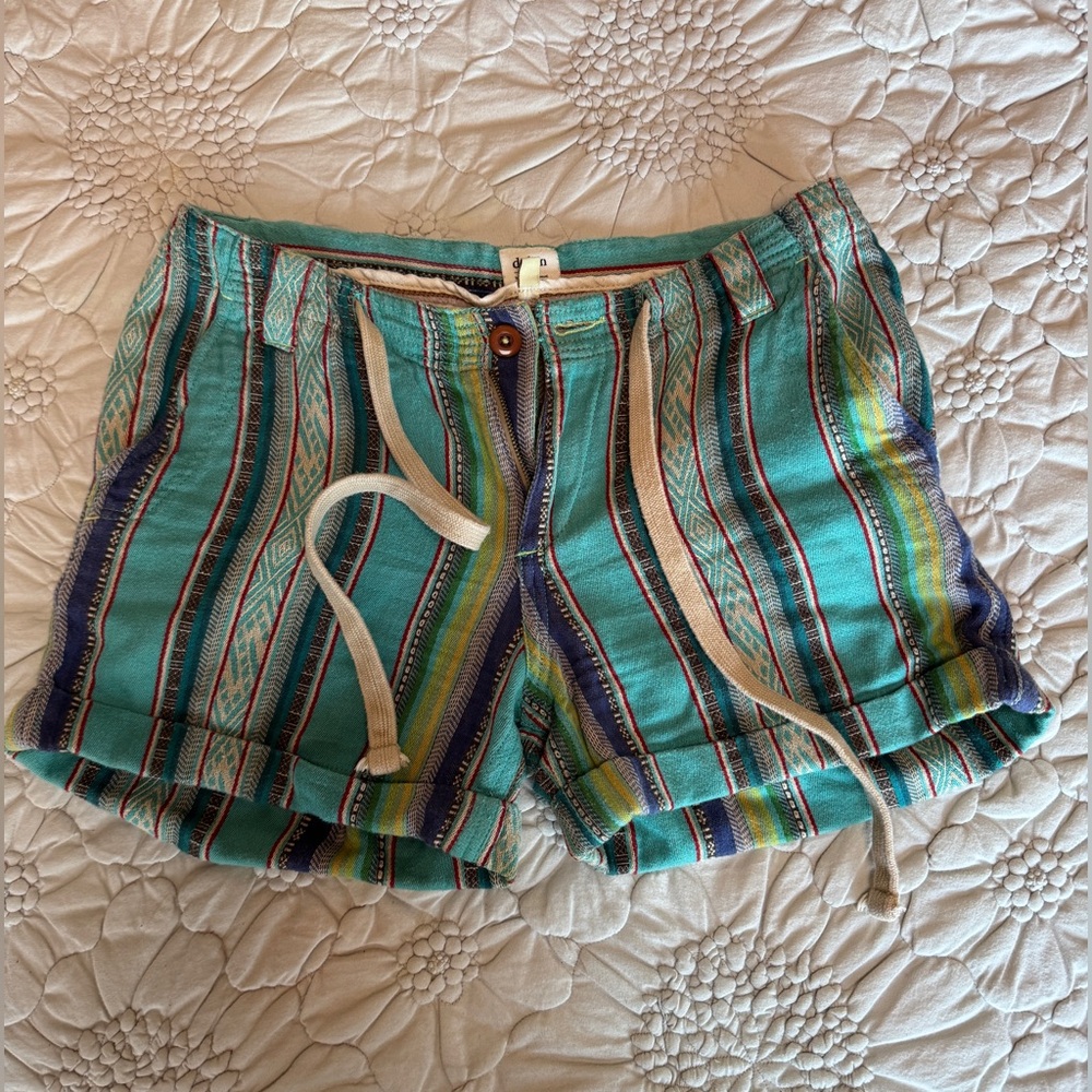 Striped Green Casual Women's Shorts